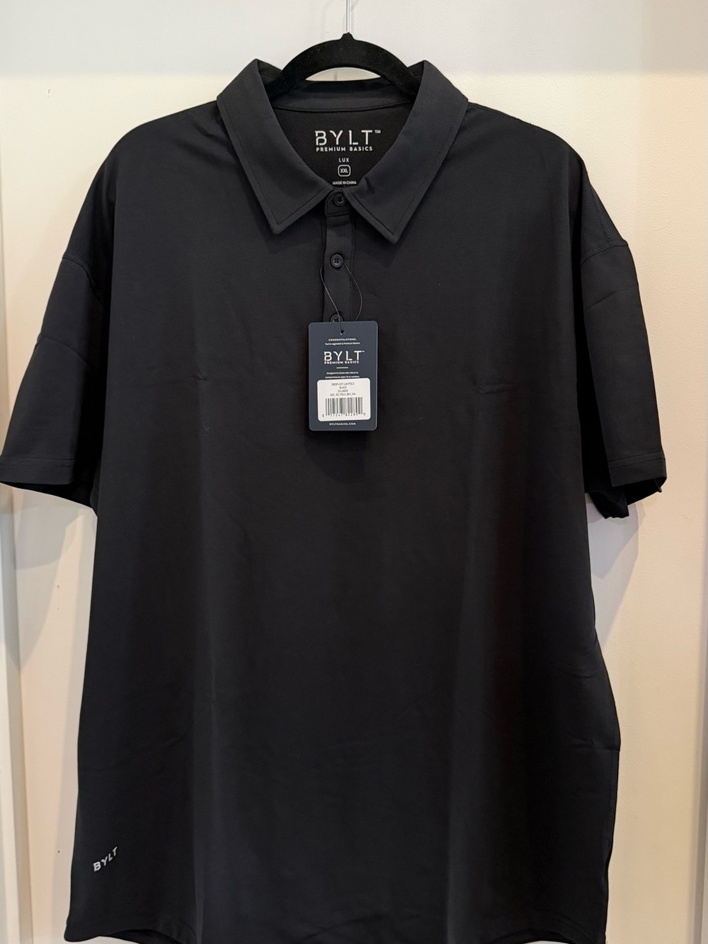 BYLT Basics Black Men's Polo